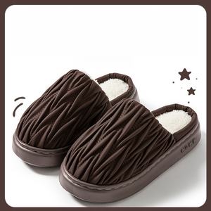 Chaussons d'intérieur en coton pour femmes, doux et moelleux, à bout fermé, antidérapants, chauds pour la maison - Product Image 6