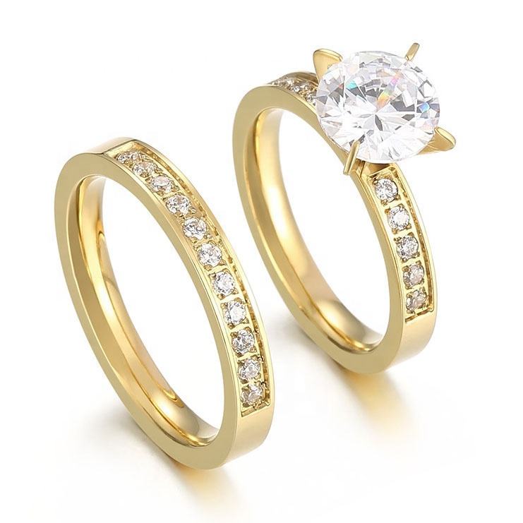 Couple Diamonds Diamond Couple Rings 18K Gold Plated