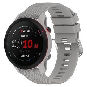 Bracelet à boucle en métal argenté de 22mm pour Garmin <span class=keywords><strong>Forerunner</strong></span> <span class=keywords><strong>255</strong></span> 265 Music Venu 2 Cross Grain Silicone Watch Band - Product Image 2