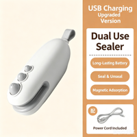 Scelleuse de sacs portable mini, rechargeable par USB, machine de scellage thermique manuelle, 2 en 1 : scelle et coupe les sacs en plastique pour snacks
