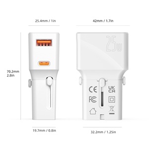 Wontravel nhỏ nhất toàn cầu rộng du lịch Bộ chuyển đổi đa cắm phổ du lịch Bộ chuyển đổi tường USB 25W PD Túi sạc - Product Image 6