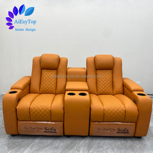 أريكة كهربائية بمقعدين مخصصة من VIP ذات مقعدين من الجلد الطبيعي تعمل بالطاقة المزدوجة أريكة منزلية للسينما مع كرسي ساخن - Product Image 1