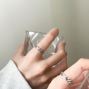 S925 Woven <b>Open</b> <b>Ring</b> Silver Women's Fine Jewelry Everyday Wear Geometric Shape - Product Image 1