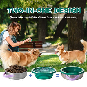 Everich tigelas de aço inoxidável para animais de estimação, base antiderrapante, tigelas de metal para cachorros, comida e água, alimentador portátil <span class=keywords><strong>2</strong></span> em 1 de 32 onças - Product Image 6