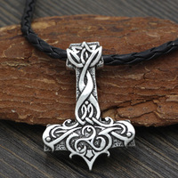 Vente chaude Nordique Viking Collier Bijoux Dominateur Gravé Totem Thor Marteau Pendentif Colliers pour Hommes