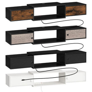 Meuble <span class=keywords><strong>TV</strong></span> flottant avec prise de courant, meuble mural moderne pour <span class=keywords><strong>console</strong></span> multimédia, étagère pour rangement <span class=keywords><strong>sous</strong></span> la télévision, centre de divertissement - Product Image 1