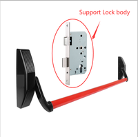 Barre anti-panique à poussoir avec corps de serrure pour ouverture de porte intérieure pour porte coupe-feu