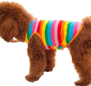 Débardeur en coton arc-en-ciel pour chien, débardeur sans manches, respirant, basique, Super doux, extensible, compatible chiot et chat - Product Image 5