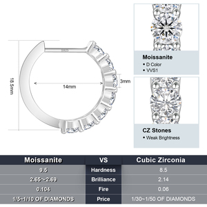 Pendientes de Aro Huggie de Plata de Ley 925 con Moissanita VVS Brillante de 1.4ct, 1ct, 0.6ct, Diamante Creado en Laboratorio, Chapados en Oro de 14K para Mujer y <span class=keywords><strong>Hombre</strong></span> - Product Image 5