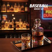 Top vente mode nouveau Design Offre Spéciale cristal gravé bouteilles de vin de football conception de baseball fond liqueur whisky verre décanteur
