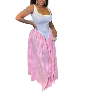 Women's Gingham Sleeveless Maxi Dress - Fitted <b>Top</b> & <b>Flowy</b> Skirt Design Dresses Fashion - Product Image 1