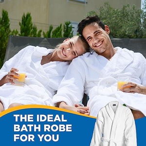 Kustom putih 100% kain katun Hotel <span class=keywords><strong>Terry</strong></span> Spa Pria Wanita jubah mandi uniseks