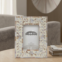 Cadre photo de décoration intérieure de style classique, artisanat avec incrustation de nacre, motif glycine, en nacre/MDF/verre