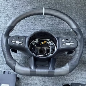 Volante Deportivo en Forma de <span class=keywords><strong>D</strong></span> de Fibra de Carbono y Cuero DOS para Mercedes-Benz C300 <span class=keywords><strong>C200</strong></span> W204 W212 W211 Glc E S G Class Premium Mate - Product Image 1