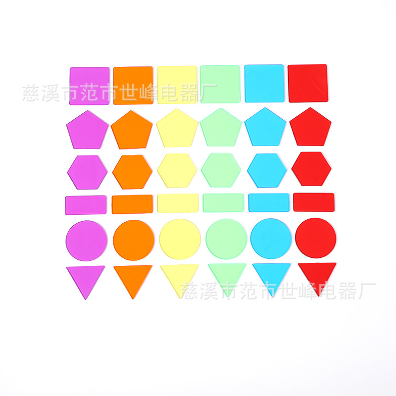 5cm transparent geometric piece 6 color (36 pieces of bag)