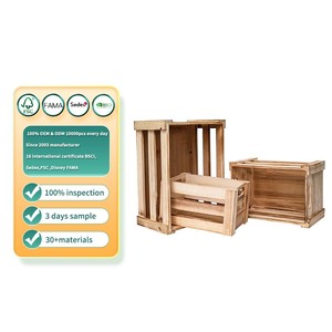 Burned Color Stackable Wooden Storage Crate Distressed Container For Storage Display Decoration Cabinet Organizers