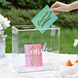 Elegante klare Acryl-Hochzeits karten box mit Schlitz-Hochzeits empfängen, die gut Spar büchse Geburtstags-Speicher box wünschen