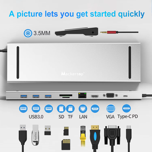 Adaptador de alta calidad 10 en 1 Multi VGA <span class=keywords><strong>RJ45</strong></span> USB 3,0, concentrador de carga de la estación de acoplamiento del ordenador portátil para MacBook - Product Image 2