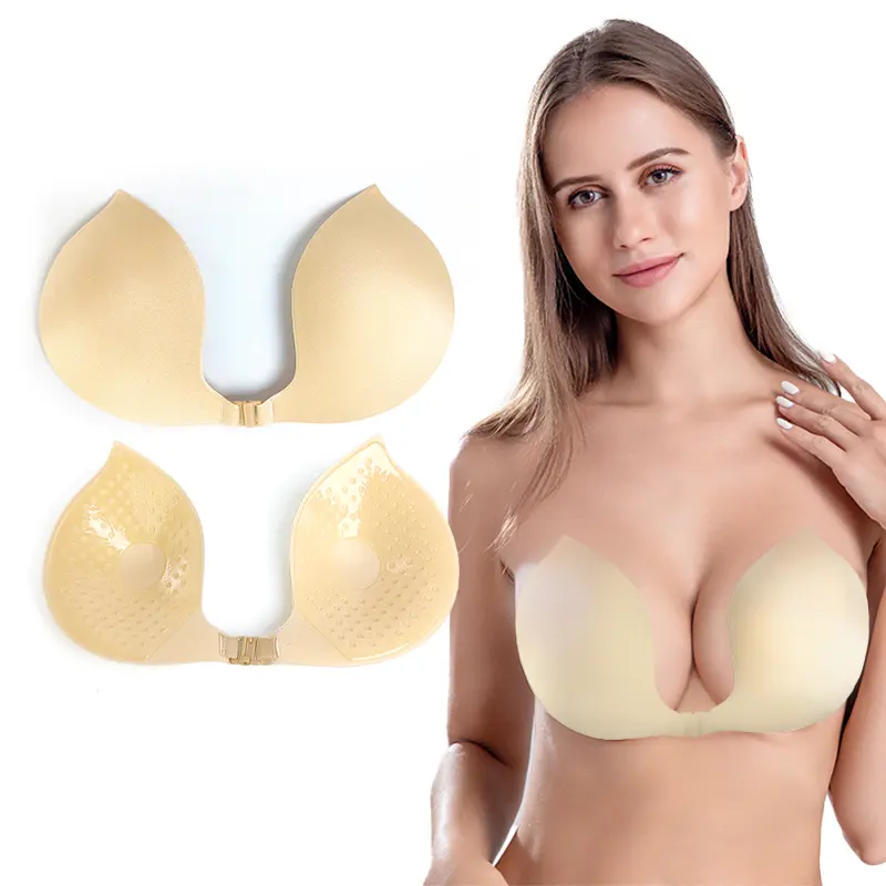 รูปร่างใหม่Sticky Braกาวที่มองไม่เห็นBra Backless Bra BeigeและสีดําสําหรับHollow Outชุดสตรี