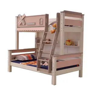 핑크 풍차 어린이 어린이 어린이 침실 이층 침대 소형 아파트 공간 절약 어린이 이층 침대