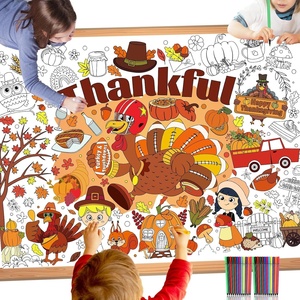 Affiche de coloriage géante pour <span class=keywords><strong>la</strong></span> famille, Thanksgiving, parent-enfant, graffiti, personnalisable, DIY, nappe <span class=keywords><strong>à</strong></span> colorier, bannière pour décoration murale - Product Image 3