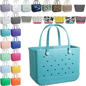 2023 Summer Outdoor EVA Portable Travel Beach Tote Bag Waterproof Washable Sand Proof Rubber Beach Bag