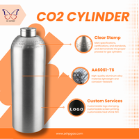 Cilindro de CO2 de aluminio de 0.6L y 425g de la fábrica ZX, con certificación TPED DOT, recargable, para bebidas carbonatadas, suministro al por mayor, ODM, OEM.
