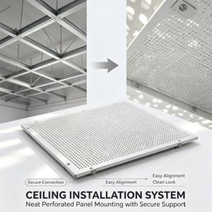 Panneau de plafond perforé en aluminium découpé au laser, revêtement décoratif de plafond suspendu pour grands espaces intérieurs - Product Image 3
