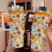 Gobelet isotherme personnalisé en acier inoxydable à double paroi de 40 oz, tasse à café de voyage en métal standard avec poignée et couvercle