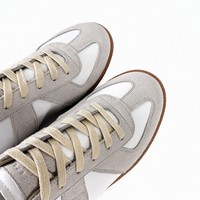 Chaussures de sport décontractées unisexes en cuir blanc, semelle plate Oxford antidérapante, style allemand