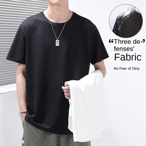T-<span class=keywords><strong>shirt</strong></span> en coton 240g pour hommes et femmes résistant à l'huile Logo personnalisé à manches courtes 100% coton tricoté en gros - Product Image 3