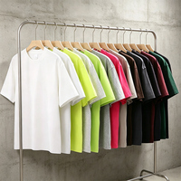 T-shirt vierge en jersey 260 GSM 100 % coton pré-rétréci, col montant, épaules tombantes, couleur unie, streetwear homme, personnalisable sur le devant, grandes tailles
