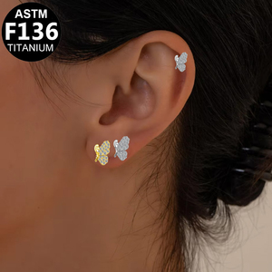 Bijoux corporels Getta en Titane ASTM-F136 et Zircon, motif papillon, Labret G23, anneaux et clous de nez, pour cartilage d'oreille, cadeau de fiançailles - Product Image 4