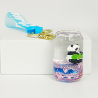 Porte-clés créatif en acrylique avec panda de dessin animé mignon, breloque à paillettes liquides flottantes, imprimé UV, couleur personnalisée
