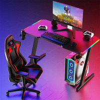 Table d'ordinateur lumineuse LED RGB, 60 pouces, design moderne avec lumière multicolore, pour jeux créatifs