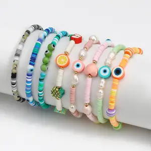 Wholesale 2022 New Soft Pottery Eye Beads Fruit Student Ceramic Clay Porcelain Devil's Eyes Child Cute Bracelet