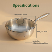 Olla Multifuncional de Tres Capas de Acero Inoxidable, Wok y Olla para Sopa con Vaporera, Apta para Chefs y Familias