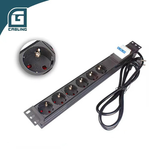 Gcabling 1U 19 אינץ 6 יציאת גרמניה שקע יחידת חלוקת כוח 6way שקע שרת מתלה הר PDU - Product Image 3