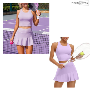 Produsen pakaian OEM set rok tenis wanita, pakaian olahraga 2 buah logo, rok tenis wanita - Product Image 2