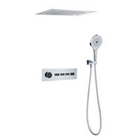 Système de douche thermostatique moderne avec pommeau pluie et douchette à main pour installation encastrée dans la salle de bain