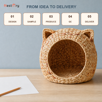 Lit pour chat en rotin tressé à la main, écologique, naturel, solide, fait main, niche pour chien, panier, mode, intérieur
