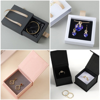 Boîte en Papier Personnalisée avec Logo, Tiroir Coulissant Écologique pour Bracelets et Bijoux, Emballage Sac Cadeau avec Poignée en Ruban pour Colliers et Bagues
