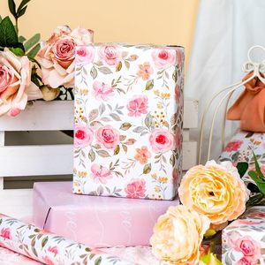 <b>Pink</b> Floral Wrapping Paper 17 In X 16.5 Ft Reversible Love Design For Bridal Shower Valentine's Day Wedding Gift <b>Wrap</b> - Product Image 5