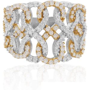 Ornaatis Diamond Infinity Band Ring 1.09 Cttw Coupe Ronde Or Bicolore sur Argent Sterling Bague de Fiançailles Femme Taille 7 - Product Image 1
