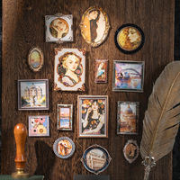 18 autocollants par paquet, collection classique du musée, autocollants décoratifs ornés de bordures découpées à la forme, style européen.