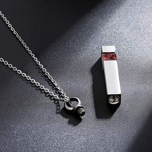 Kalung zirkon liontin geometris batu kelahiran 12 warna kalung guci baja tahan karat suvenir abu hewan peliharaan botol parfum dapat terbuka - Product Image 3