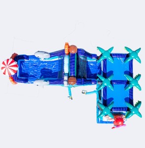 Parcours d'obstacles gonflable Summer Blue Tiki Tovi Shape Shifter, toboggan aquatique/sèche sur le thème Tiki Tovi avec structure gonflable - Product Image 1