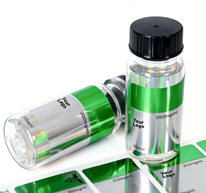 Étiquette personnalisée pour flacon en verre, effet métallique brillant, imperméable, résistante aux déchirures, écologique, pour peptides médicaux - Product Image 2