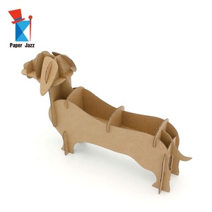 Jouet éducatif DIY, jouet en papier <span class=keywords><strong>3D</strong></span>, papier jazz, carton recyclé, projet en carton DIY, mini article de rangement fantaisie en forme de teckel - Product Image 3