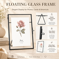 Cadre en verre pressé vide fait main pour spécimens végétaux, 5x7 pouces, double verre, cadre photo flottant, support métallique, vente en gros